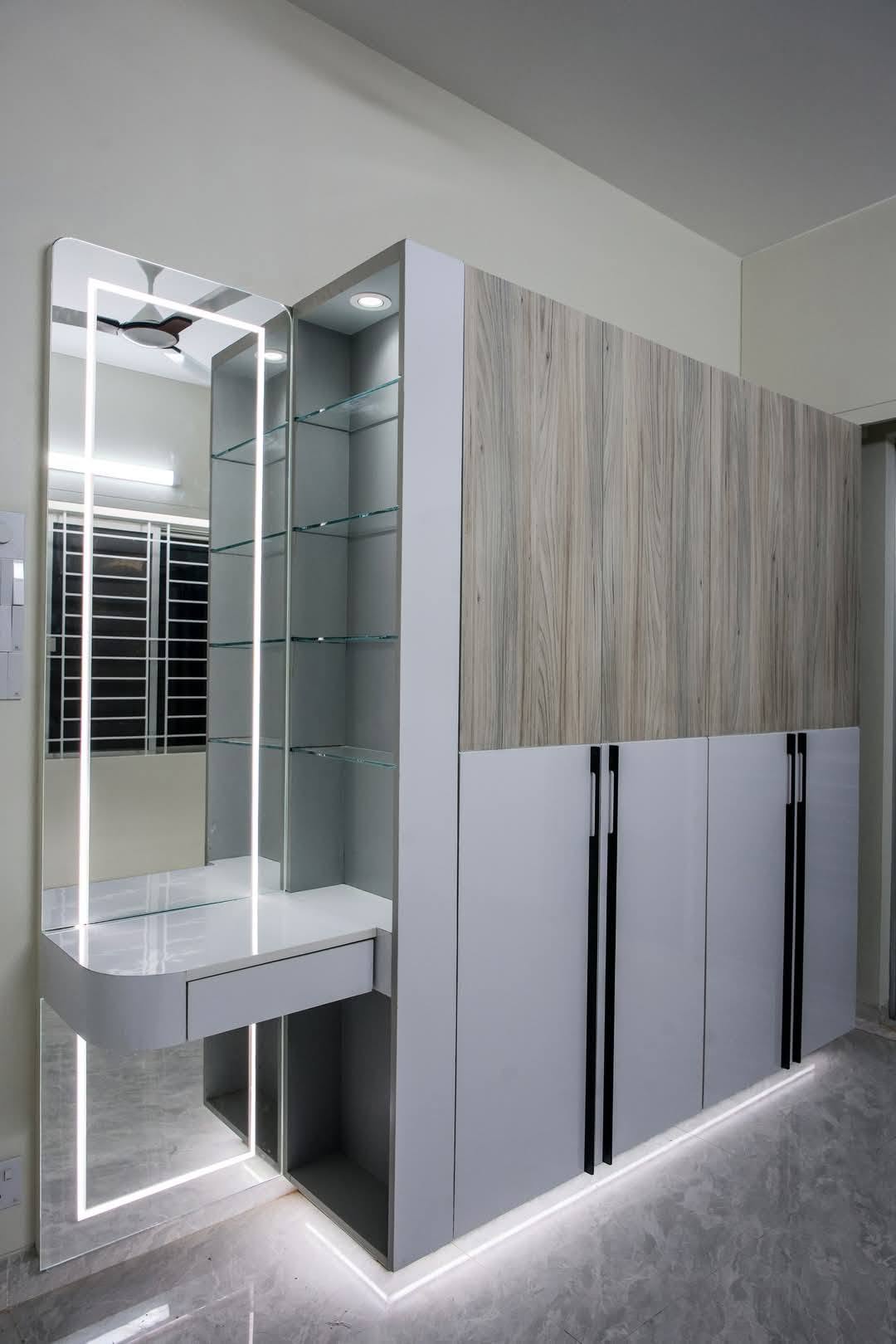 Wardrobe & Lit Vanity Unit